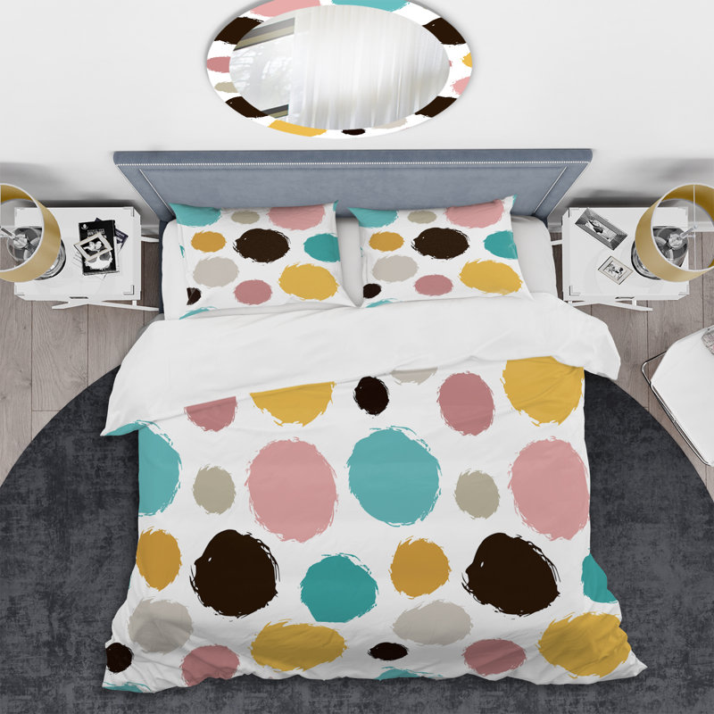 Motif de cercles multicolores - ensemble de housse de couette abstrait - polyester microfibre