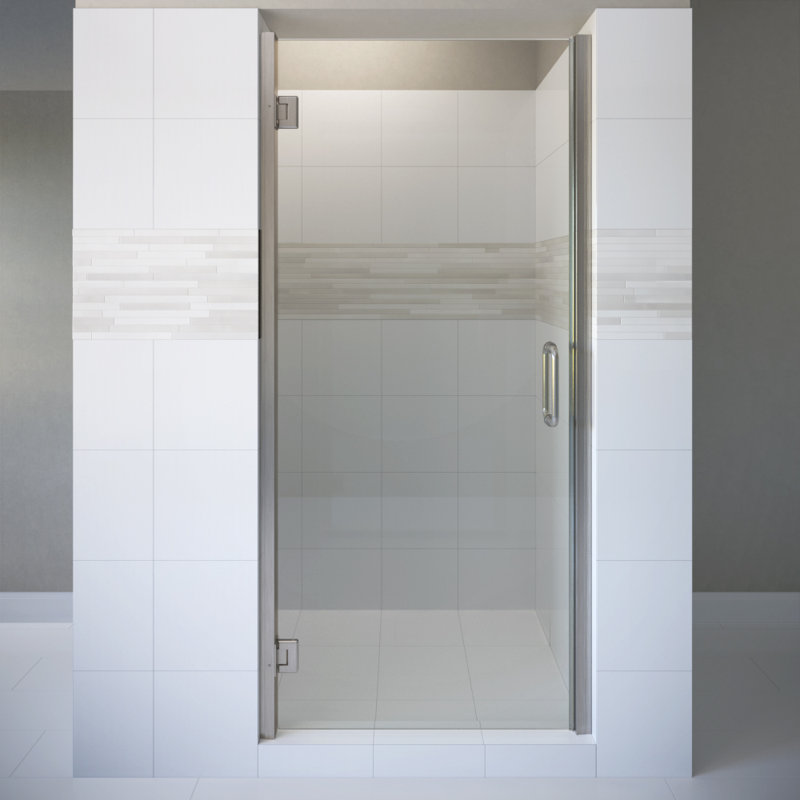 Porte de douche encadrée 28 "x 72" Coppia, Transparent AquaGlideXP, Nickel brossé