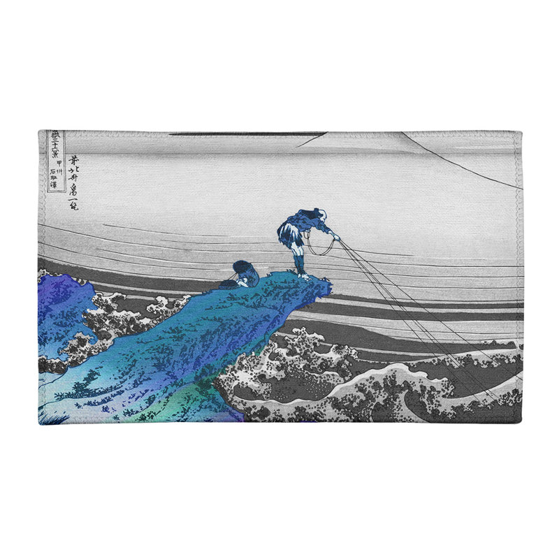 Tapis bleu / gris Kajikazawa in Kai, Rectangle 2 pi x 3 pi