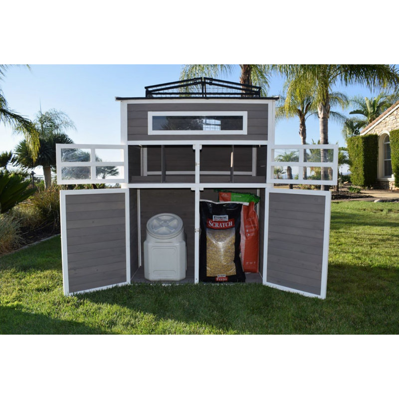Large Powder-Coated Steel and Wood Chicken Coop with Run