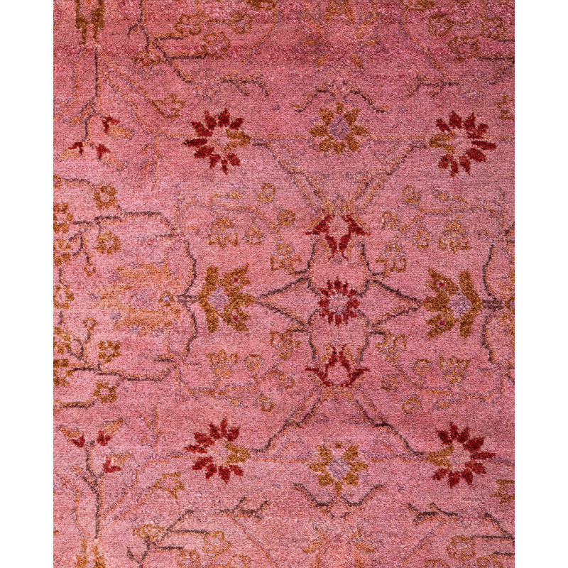 Overdyed Hand-Knotted Wool Modern-Contemporary Pink Runner 2' 7" x 8' 6"