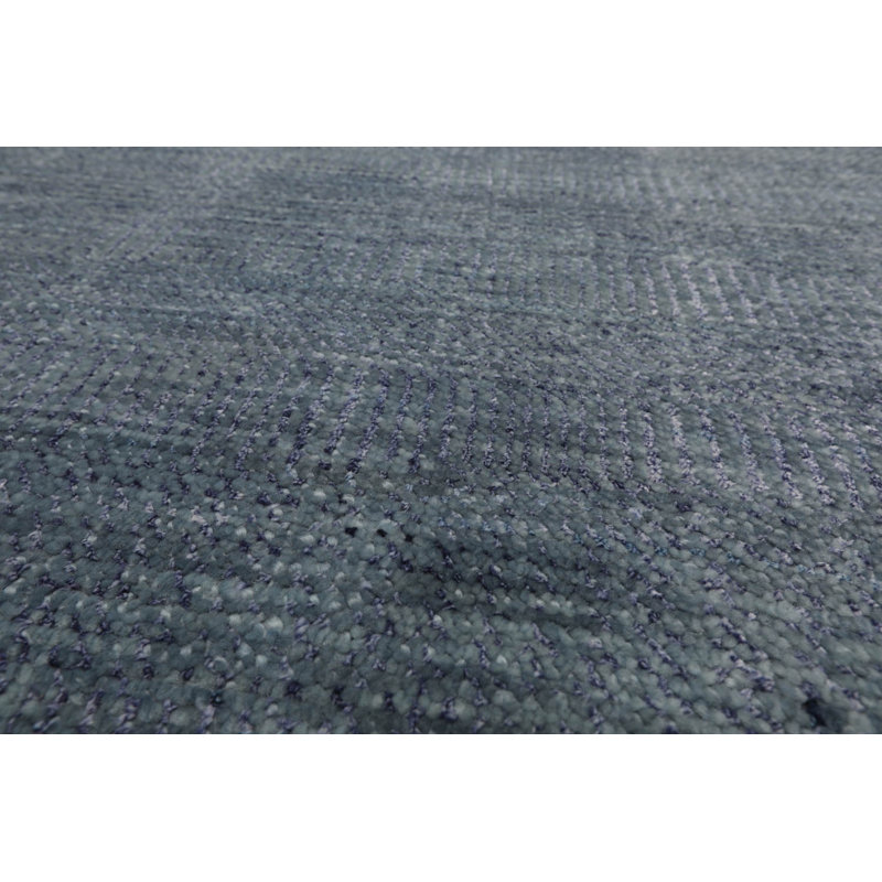 Tapis noué à la main en bleu / gris, Rectangle 9 pi x 12 pi