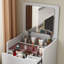 (48CM) Meuble-lavabo 3 en 1 avec miroir Plip, petit ensemble de coiffeuse avec bureau en verre visible, coiffeuse compacte avec 3 tiroirs, coiffeuse pour la chambre à coucher (COULEUR BLANC)-596479668-596479666