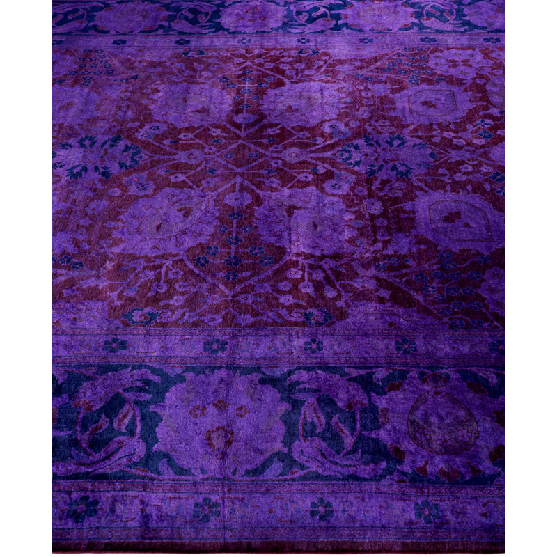 Overdyed Hand-Knotted Wool Modern-Contemporary Purple Area Rug 9' 2" x 12' 0"