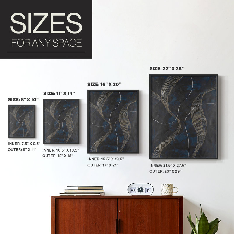 «Laminar Flow II», reproduction encadrée - bois massif, Noir, H 28 po x l 22 po