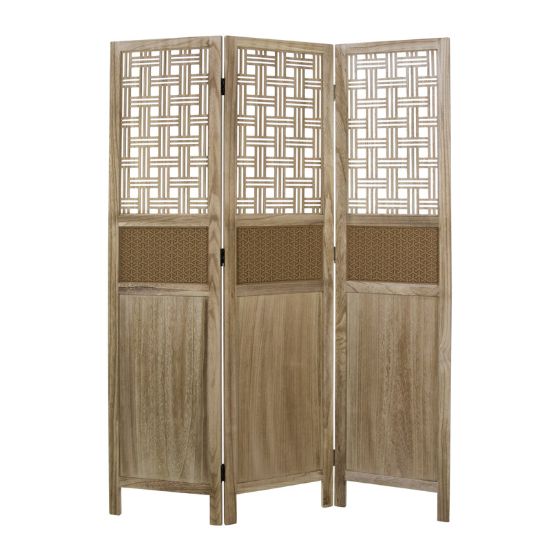 Wolfsberg 120cm W x 170cm H 3 - Panel Solid Wood Folding Room Divider