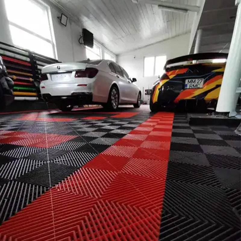 Catrinel Dakota Fields 15.75cm W x 15.748cm L Garage Flooring Tiles, Black