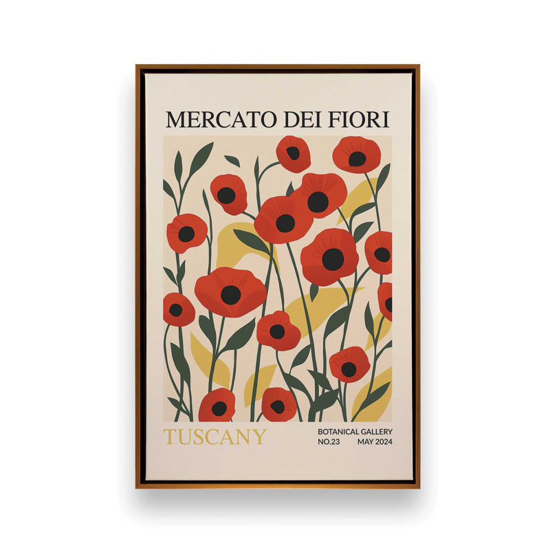 Printemps du marché aux fleurs de Toscane, H 36,75 po x l 24,75 po, Or poli