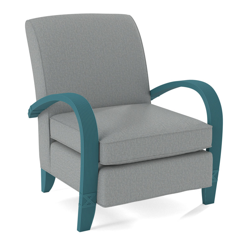 Vero Armchair, Light Blue Performance Fabric; 0851-55, Brass