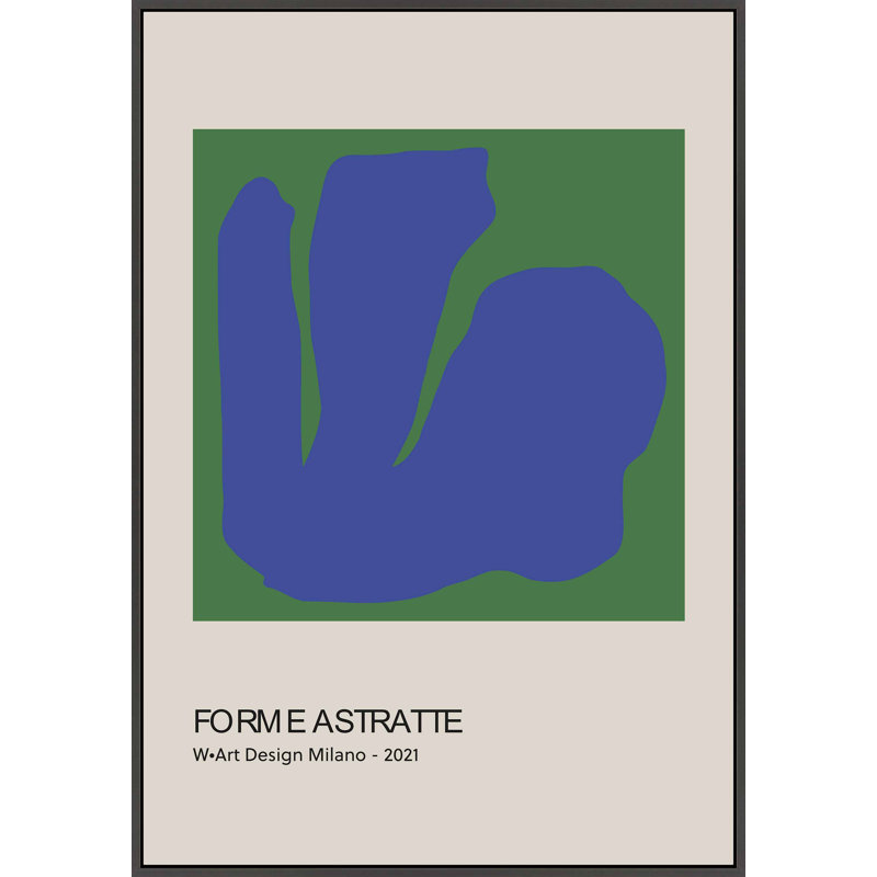 Forme Astratte Blue & Green Print by Romina Gadler, 20" H x 14" W x 1.25" D, Black Framed Canvas