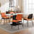 Of 2 Mid Century Modern Dining Chairs, Orange Pu Fabric, Walnut , Metal Legs, Ergonomic & Fashionable For Kitchen Office Style Leather, Back, Design With Adjustable Back Custom Fit