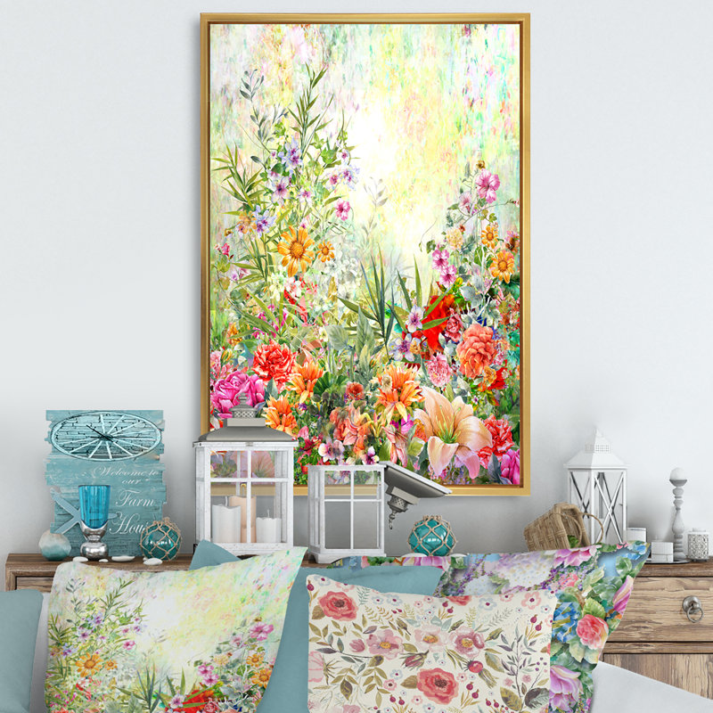 Décoration murale en toile rétro Vintage Garden Flowers IV - Traditional