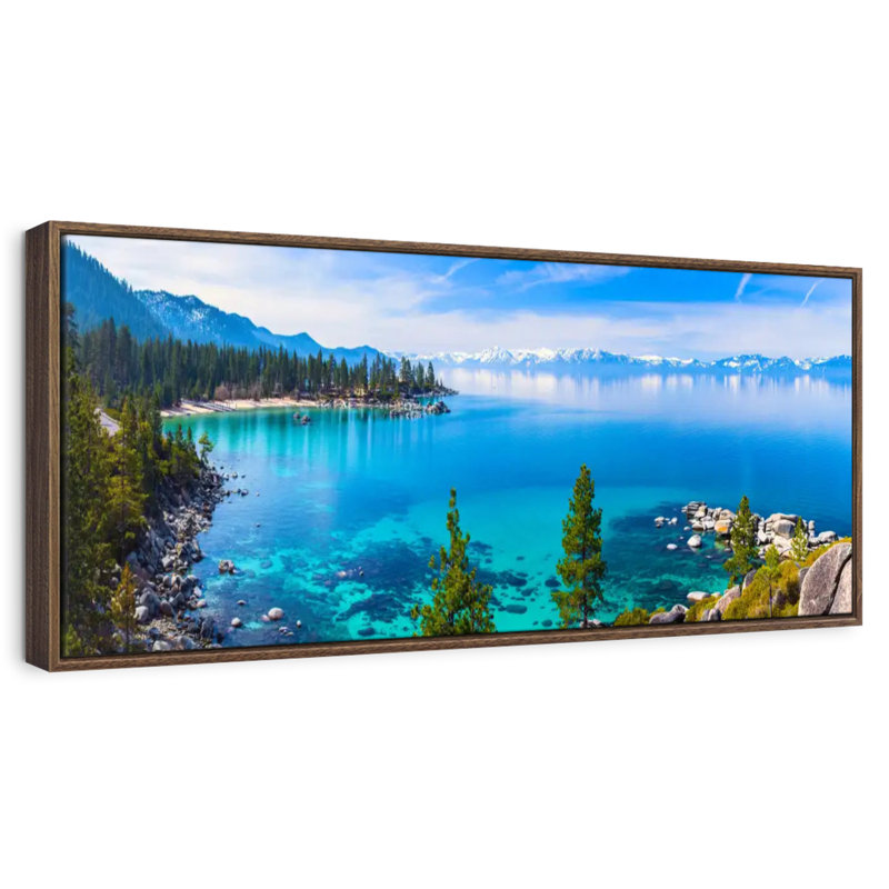 Tranquillité sur le lac Tahoe, 43 po x 15 po, Floating Frame Walnut