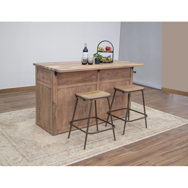 Natural Parota Solid Wood Kitchen Island