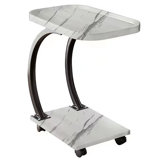 C Shaped Side Table Movable Sofa End Table Modern Coffee Table With Wheels For Small Spaces