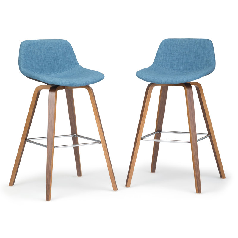 Tabouret de bar et de comptoir Randolph, Tissu en polyester aspect lin - bleu moyen
