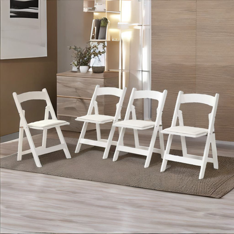 4pcs Upholstered Folding Chair, White