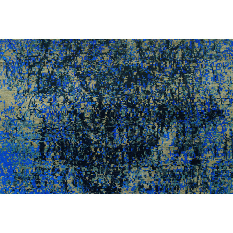 Tapis à main one-of-kind noué la blue 6 pi x 9 pi 2 po Alvey