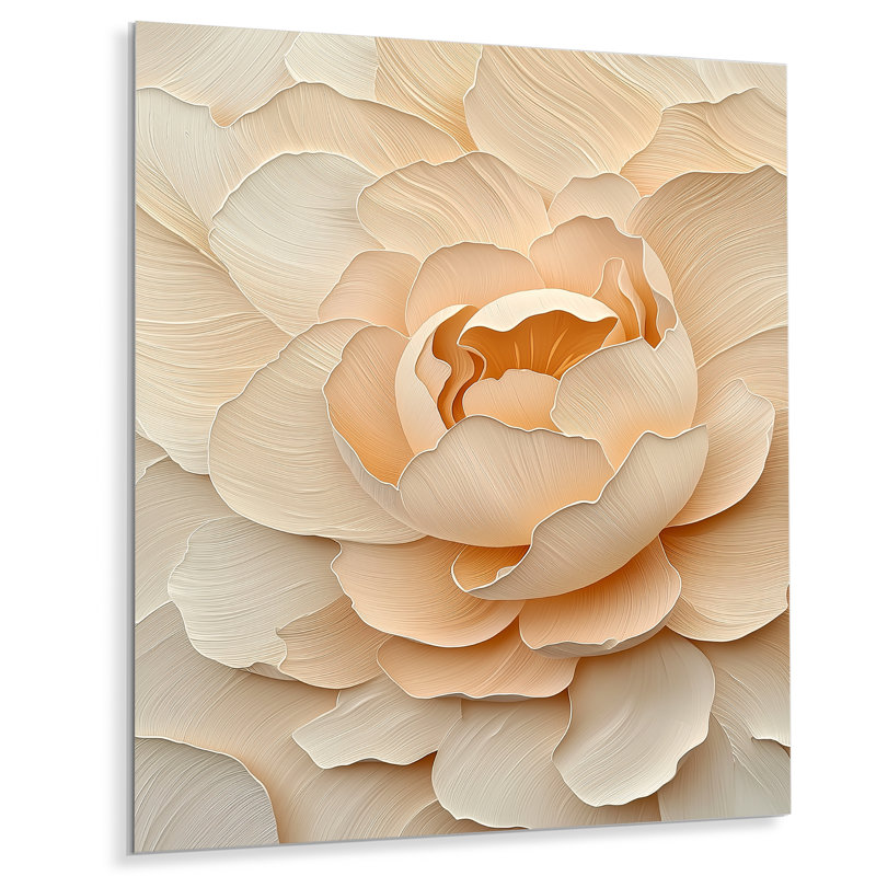 Blush Of Dawn Beige Peony II - Floral Metal Wall Decor, Peony Metal Print, 20" H x 12" W x 0.84" D