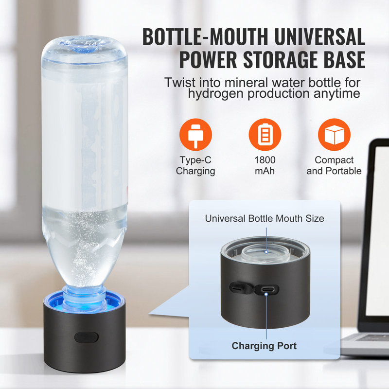 Générateur de bouteille d’eau à l’hydogène, machine à eau portative à l’eau de 230 ml / capacité, machine d’ionisation d’eau riche en hydrogènes avec tube d’inspiration Nasal et autonettoyant