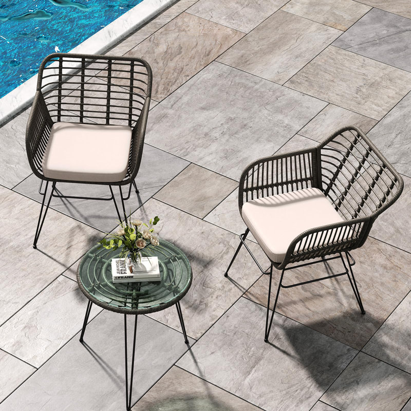 Patio Dining Set with, Gray, Beige