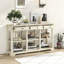  Table basse 58 po avec console de rangement rétro avec 3 tiroirs et tablettes ouvertes