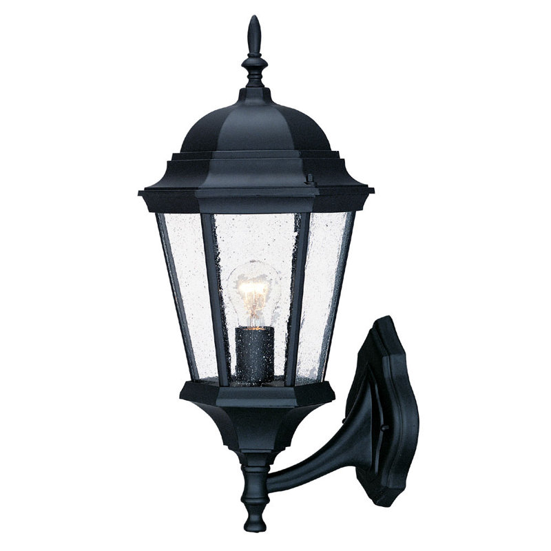 Lanterne murale d'extérieur biseautée H 20,5 po Howa, Noir mat, Martelée transparente