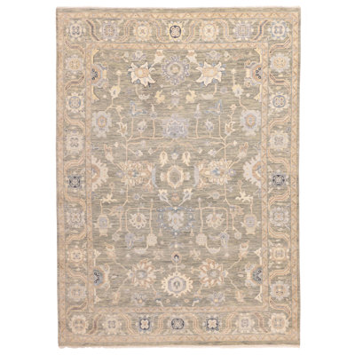 Modern Oushak Olive Green Rug 8'11" x 12'2"