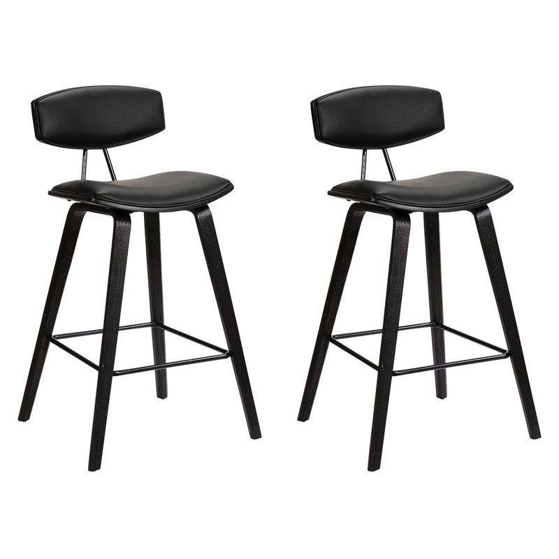 Tabouret de bar Fox , 2, Noir / Noir, Tabouret de comptoir (siège d'une hauteur de 25,5