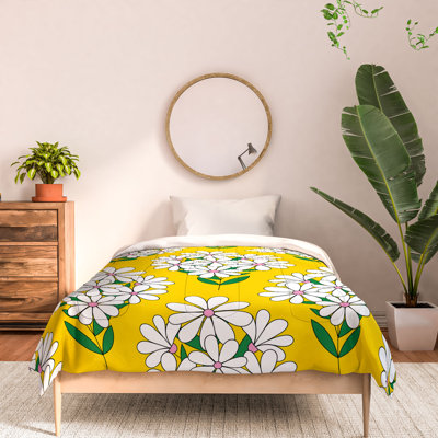 Ensemble d'édredon en coton jaune / blanc / vert Jenean Morrison