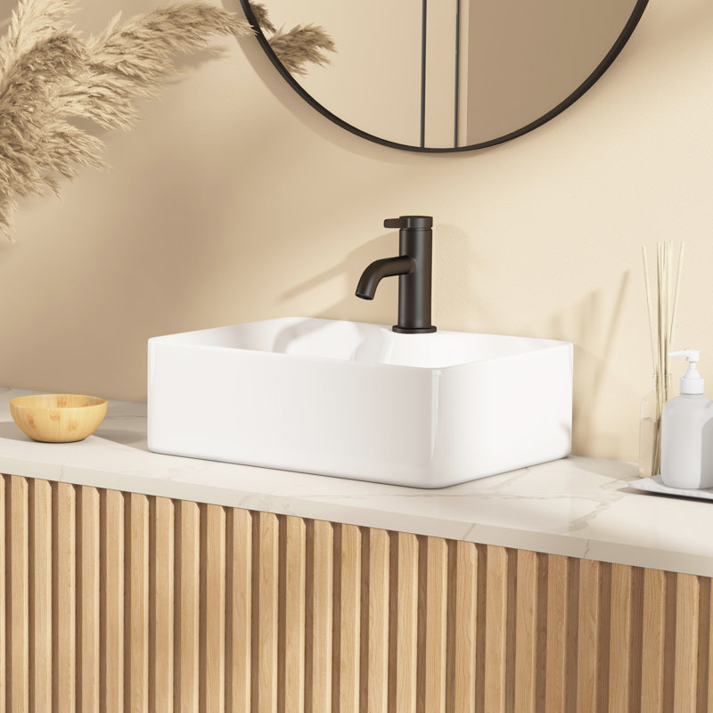 Denbigh 400mm × 300mm White Countertop Basin Rectangular Vitreous China Bathroom Sink