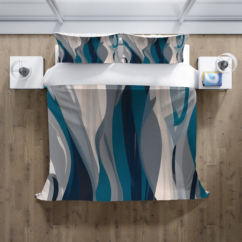 Polyester Abstract Duvet Cover, King Duvet Cover + 2 King Shams
