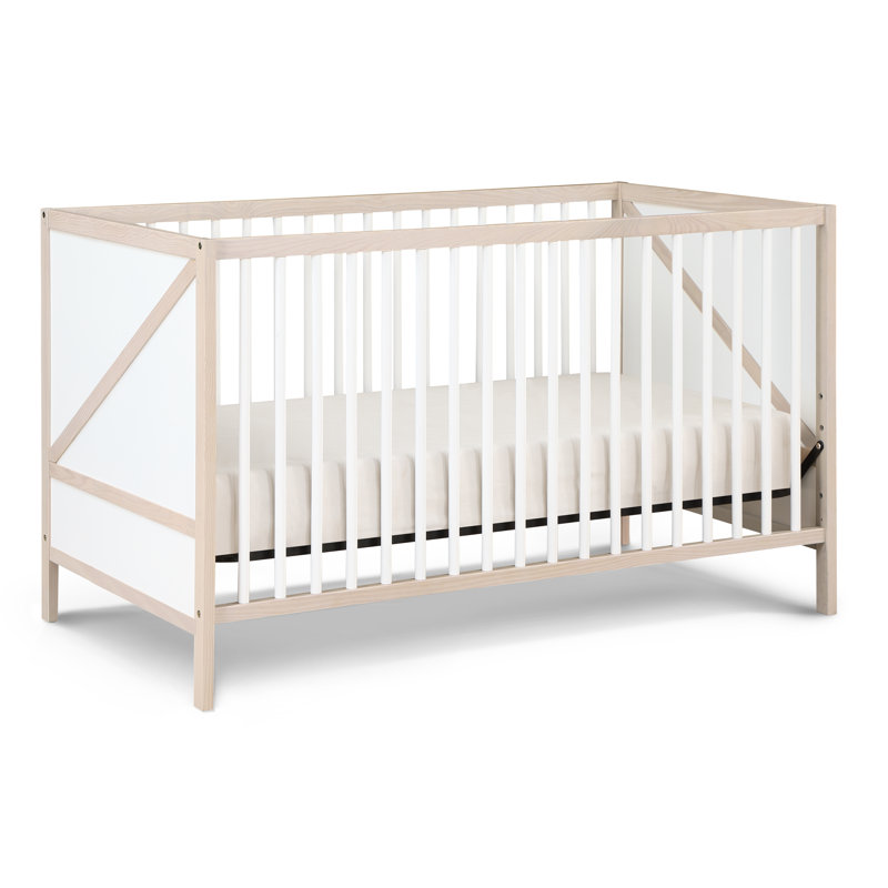 Lit de bébé Pixie Zen 3 en 1 naturel délavé / blanc, Walnut Brown