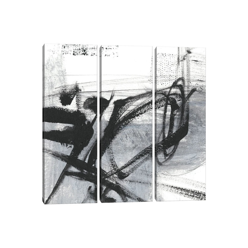 Scribble Script I - ensemble d'art mural sur toile - toile tendue (ensemble de 3)