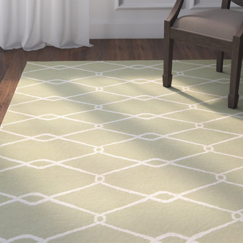 Tapis vert sauge en laine tissé à la main Findley, Rectangle 3 pi 6 po x 5 pi 6 po