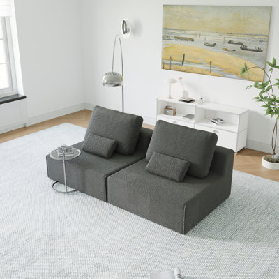Canapé modulaire surdimensionné Boneless, ensemble de canapé de plancher Boucle de luxe, canapé convertible compressé, canapé spacieux rempli de mousse pour le salon, combinaison libre, 3 couleurs