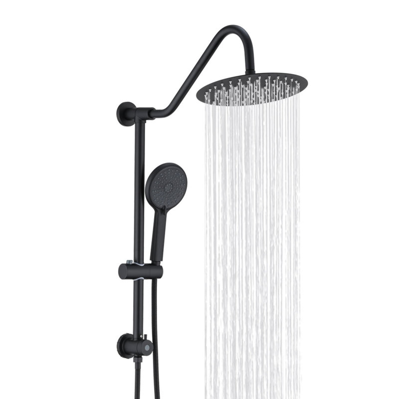 Pomme de douche avec système de douche à main avec pomme de douche à pluie 10 po, Noir mat
