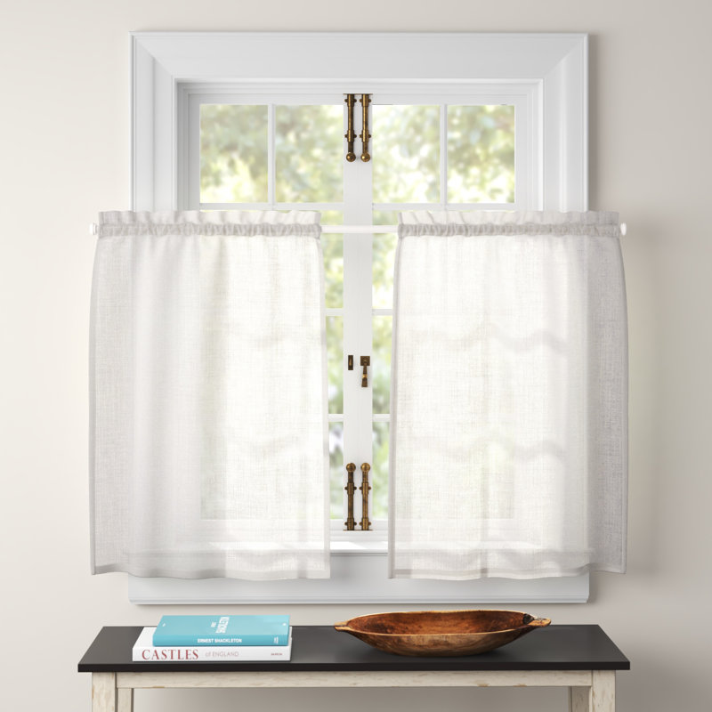 Sheer Curtain Panel Pair, Silver, 26" W x 36" L
