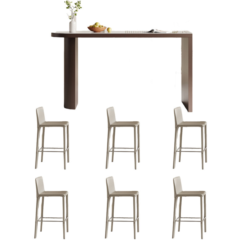 Table de bar en cuir italien, H 39,3 po x L 55,1 po x l 19,6 po