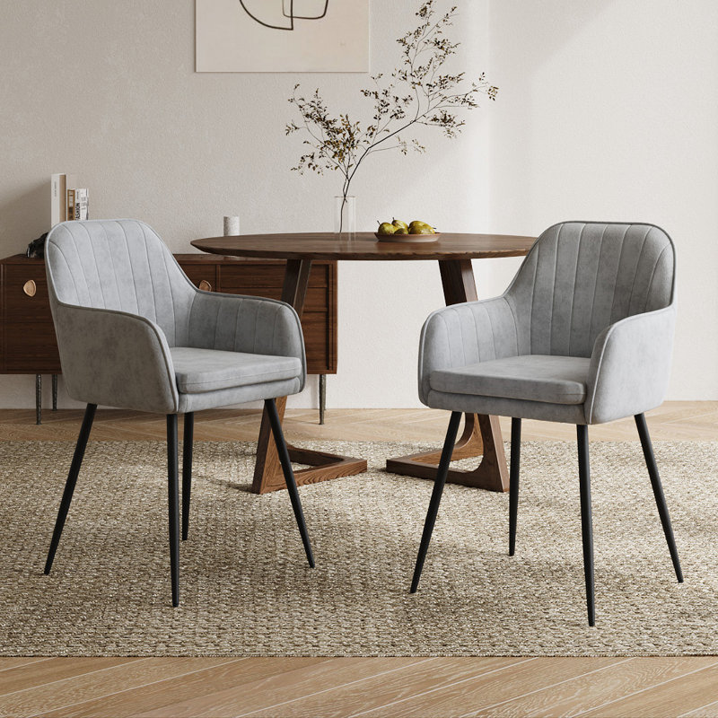 43.5cm H Velvet Upholstered Upholstered Back Armchair, Grey