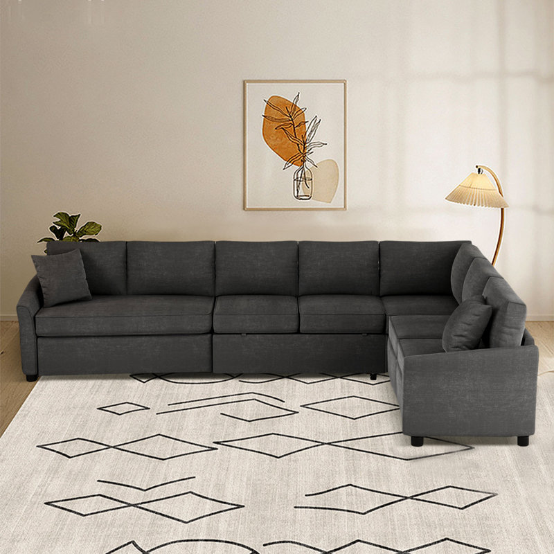 Rowann Upholstered L-Shaped Sectional Right Hand Facing, Gray Chenille