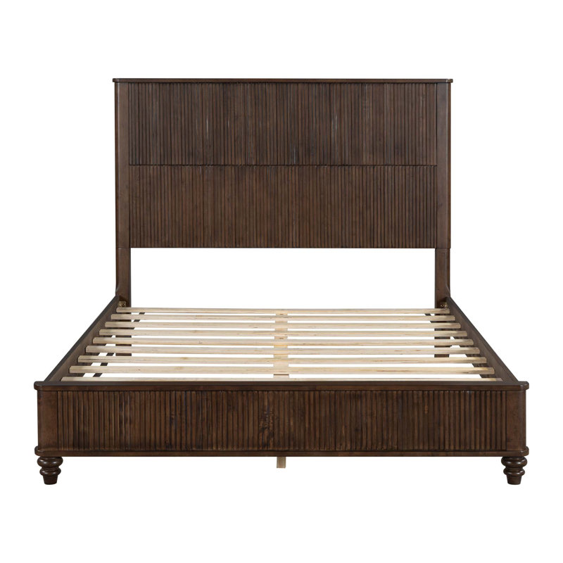 Solid Wood Bed Frame for Bedroom, Walnut, Queen
