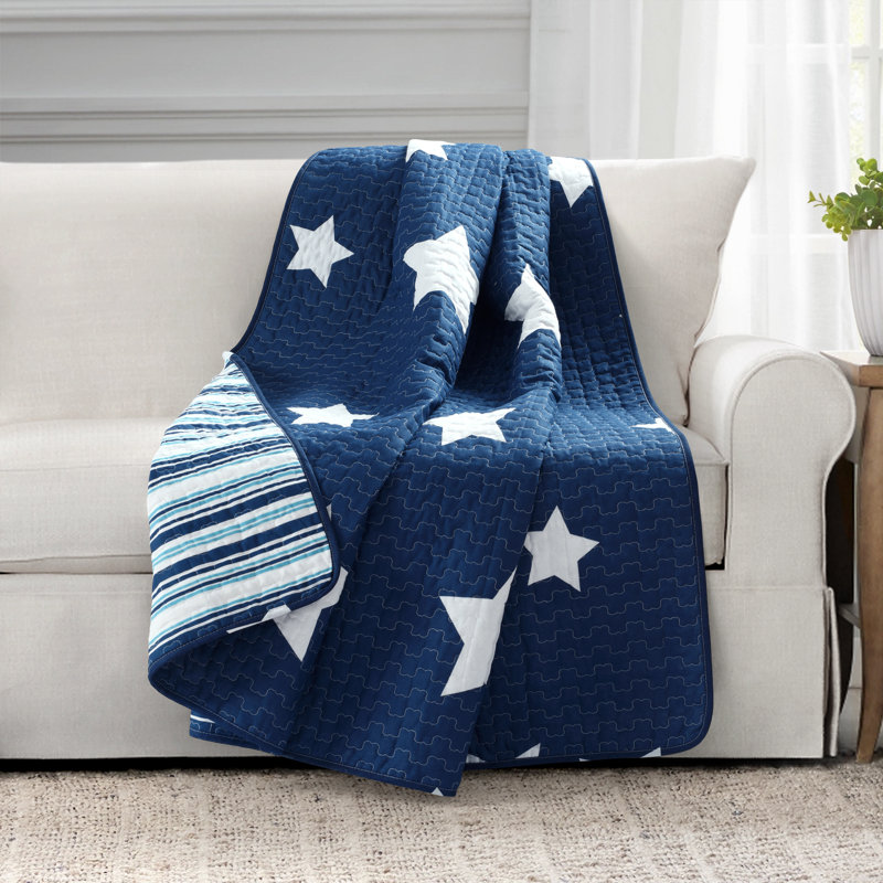 Jeté en coton Star Star, l 50 po x L 60 po, Bleu marine