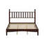 Grand lit plateforme en bois avec tête de lit en forme de gourde, lit plateforme de style rétro avec support en lattes de bois, noyer