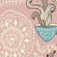 Tapis bleu / rose en polyamide tissé à la machine Dream-542167685