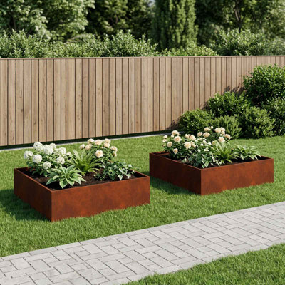 Planter Raised Garden Bed Plant Pot Flower Pot Grey Weathering Steel