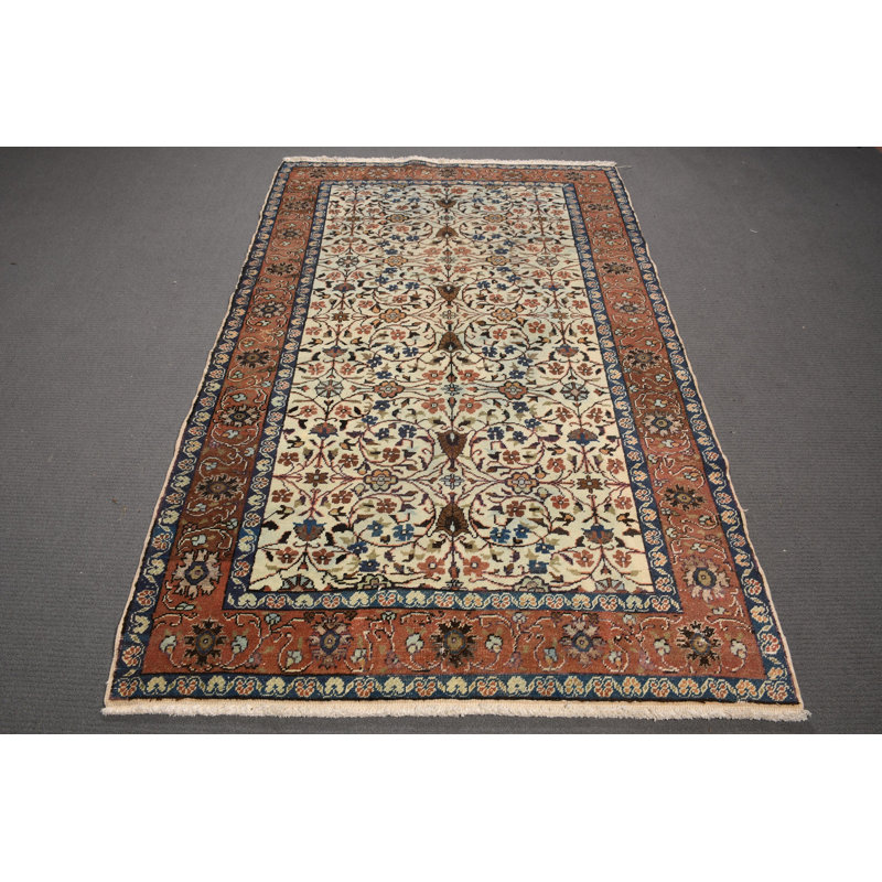 Tapis classique en laine Oushak classique de style rétro idéal pour les chambres à coucher dans des tons de brun chaud