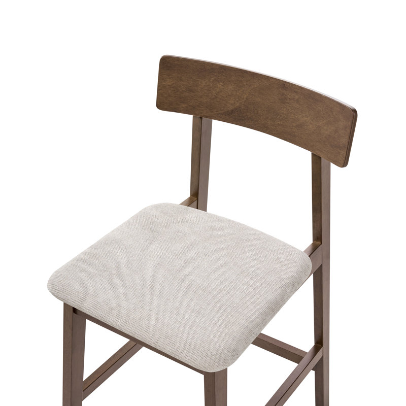 Upholstered Counter Stool with Solid Wood Frame, White
