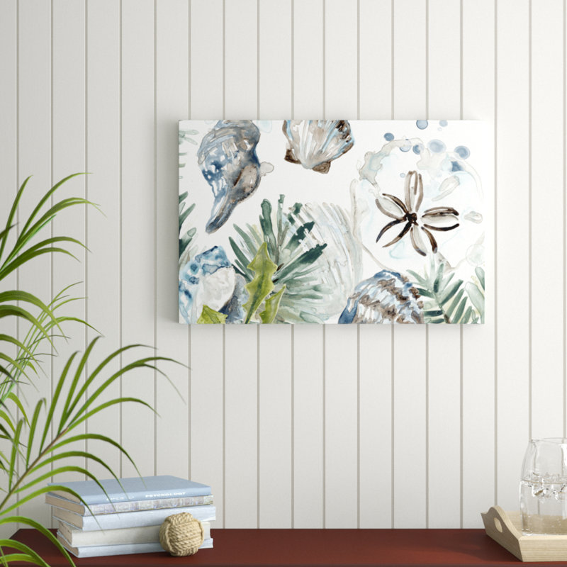 Coastal Christmas Shell Collection D by June Erica Vess - Painting Print, Wrapped Canvas, 51cm H x 76cm W