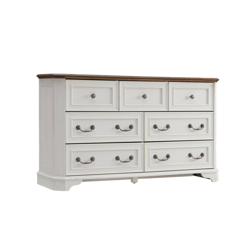 Commode 7 tiroirs Armaan, Blanc antique